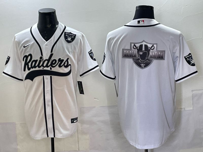 Men 2025 Nike Oakland Raiders Blank White Joint Name  Limited NFL Jersey style 052
